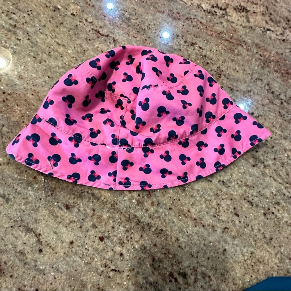 Pink Kids' Bucket Hat with Navy Character Silhouettes Reversible